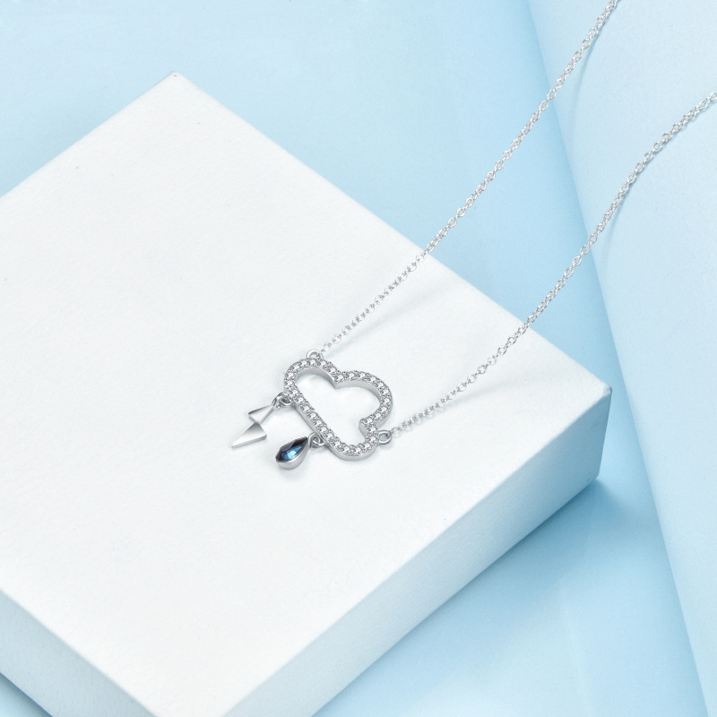 Sterling Silver Crystal Clouds Pendant Necklace-2