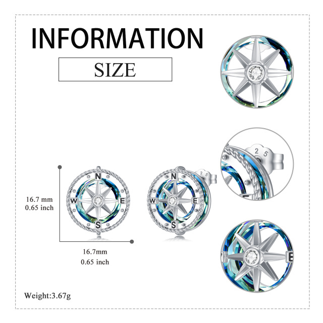 Pendientes de plata de ley con brújula de cristal-5