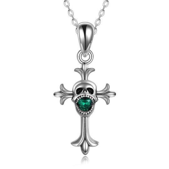 Sterling Silver Crystal Cross Pendant Necklace