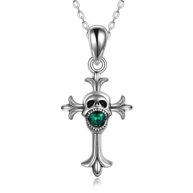 Collana con ciondolo a croce in cristallo in argento sterling-1