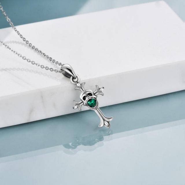 Collana con ciondolo a croce in cristallo in argento sterling-3