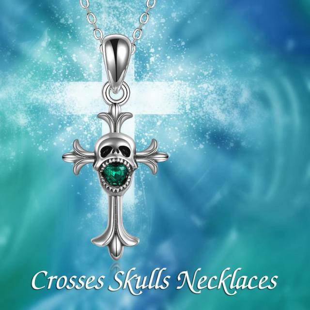 Sterling Silver Crystal Cross Pendant Necklace-6