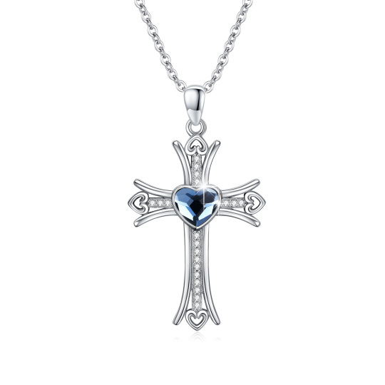 Sterling Silver Crystal Cross Pendant Necklace