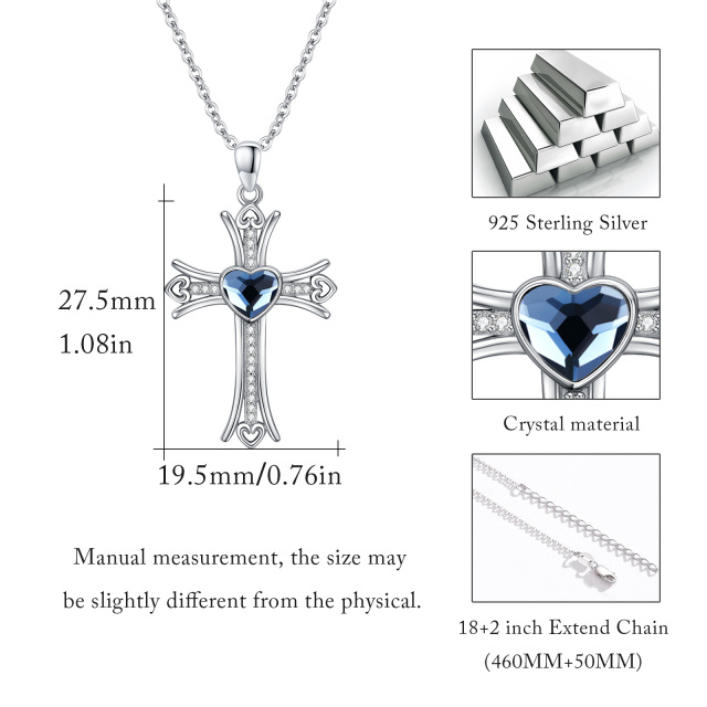 Sterling Silver Crystal Cross Pendant Necklace-5