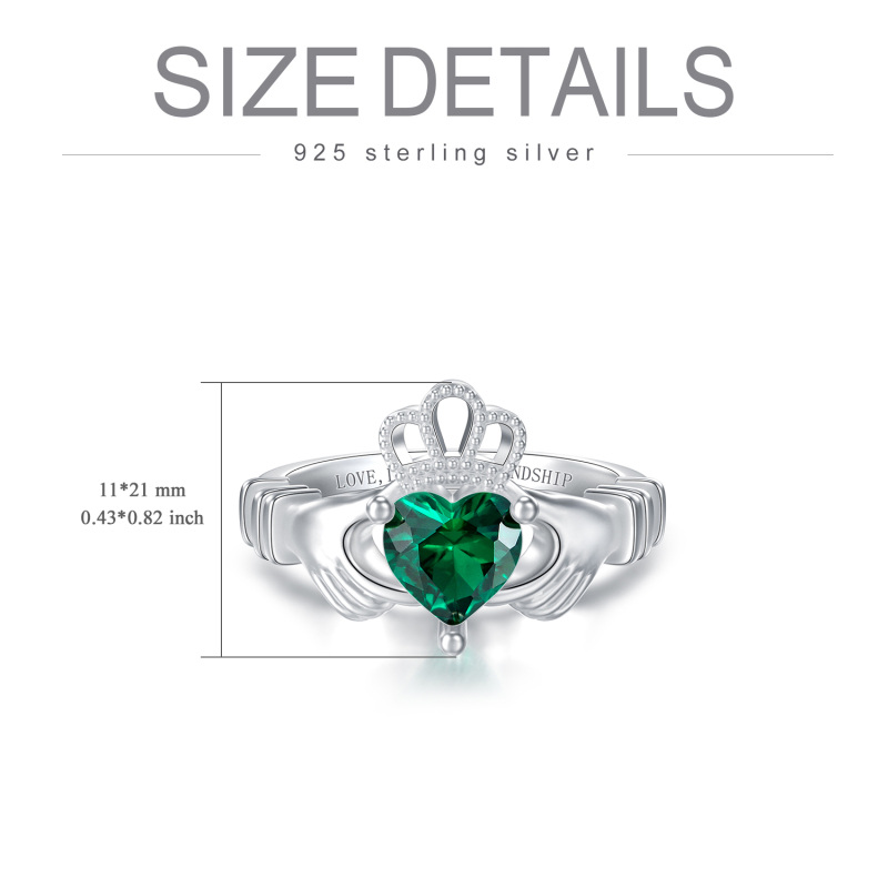 Sterling Zilveren Kristallen Kroon Hug Ring met Gegraveerd Woord-5