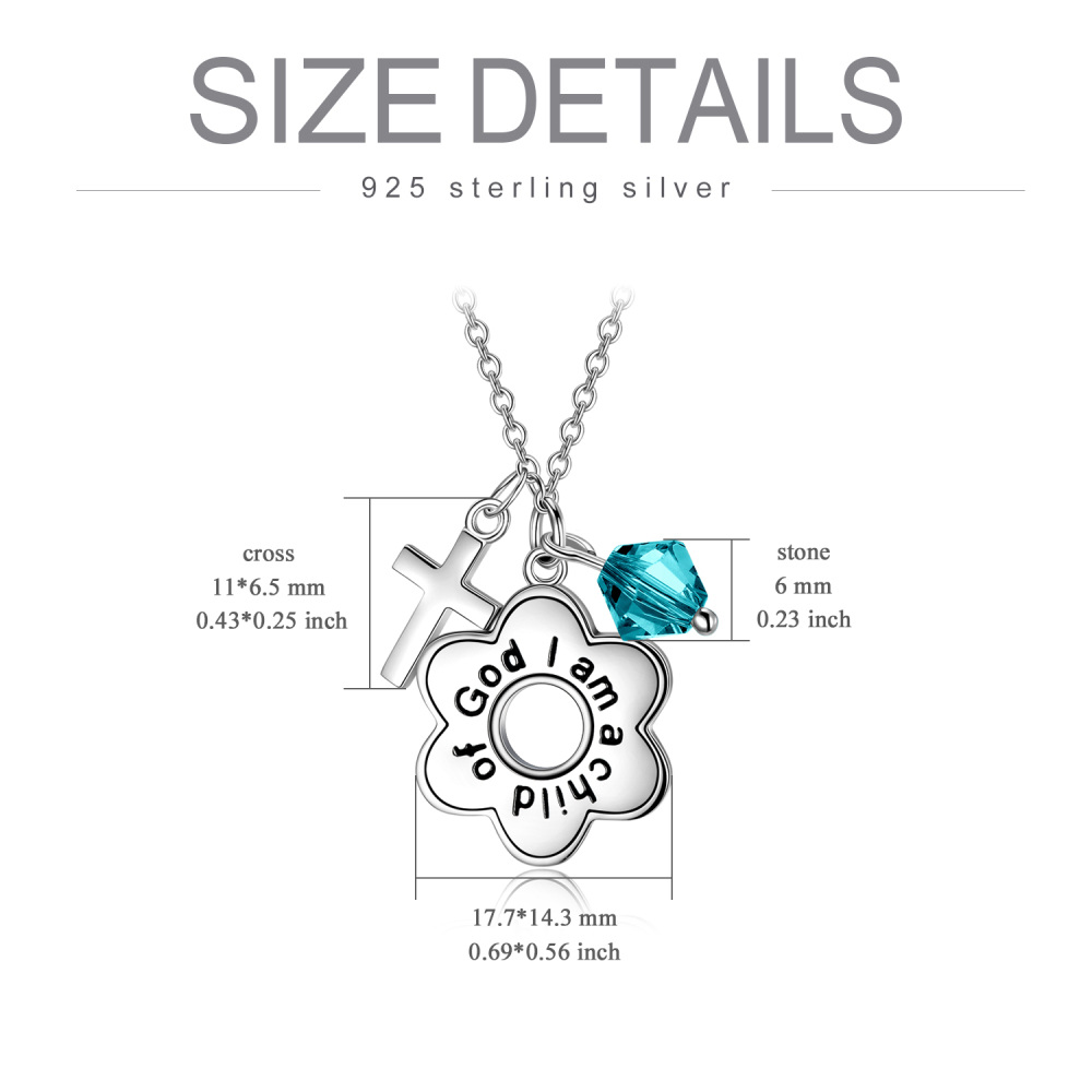 Collana con ciondolo a forma di margherita e croce in argento 925 con parola incisa-6