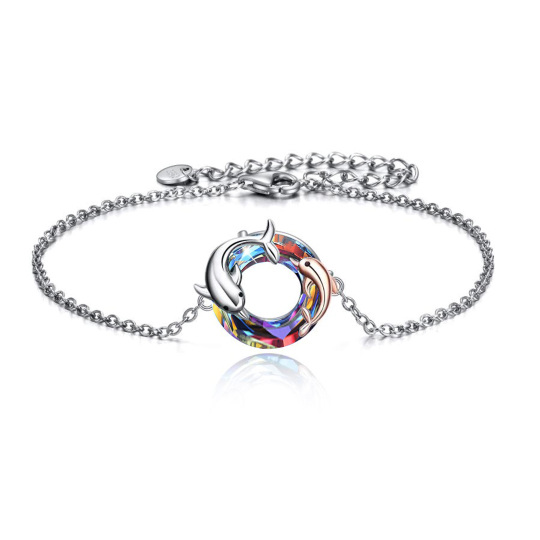 Pulsera Colgante Delfín Plata de Ley Cristal