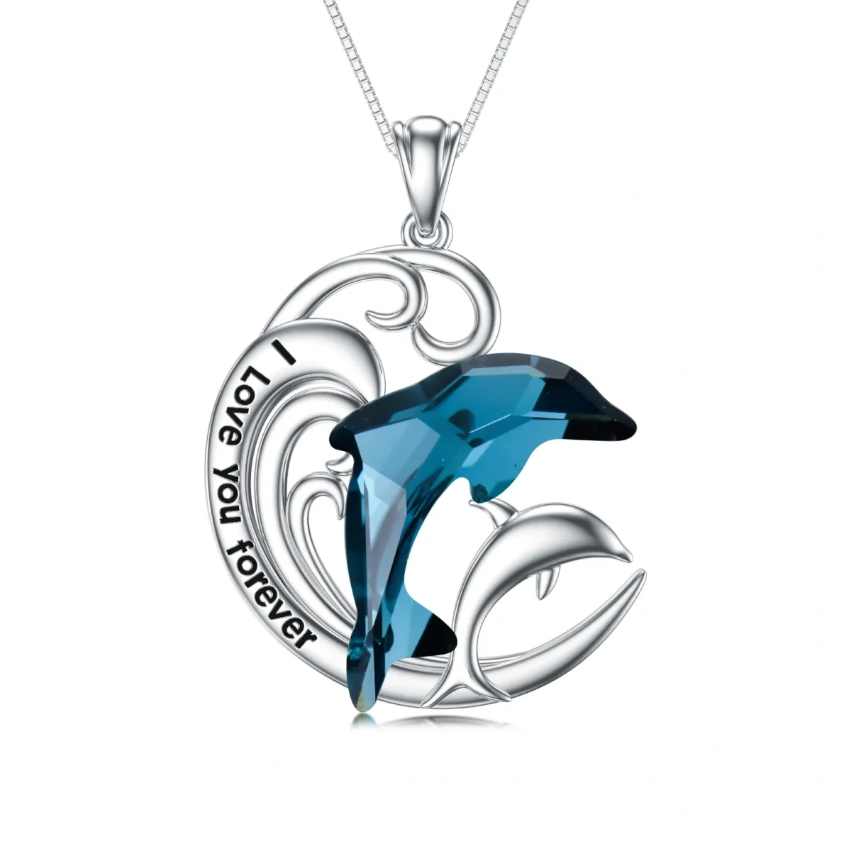 Dolphin GiftsCrystal Dolphin Colar Ocean Jewelry Giftsfor Mulheres Prata Esterlina-1