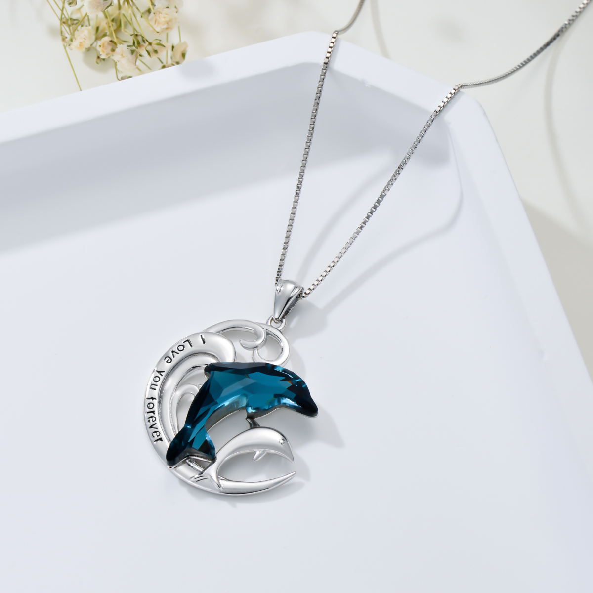 Dolphin GiftsCrystal Dolphin Colar Ocean Jewelry Giftsfor Mulheres Prata Esterlina-4