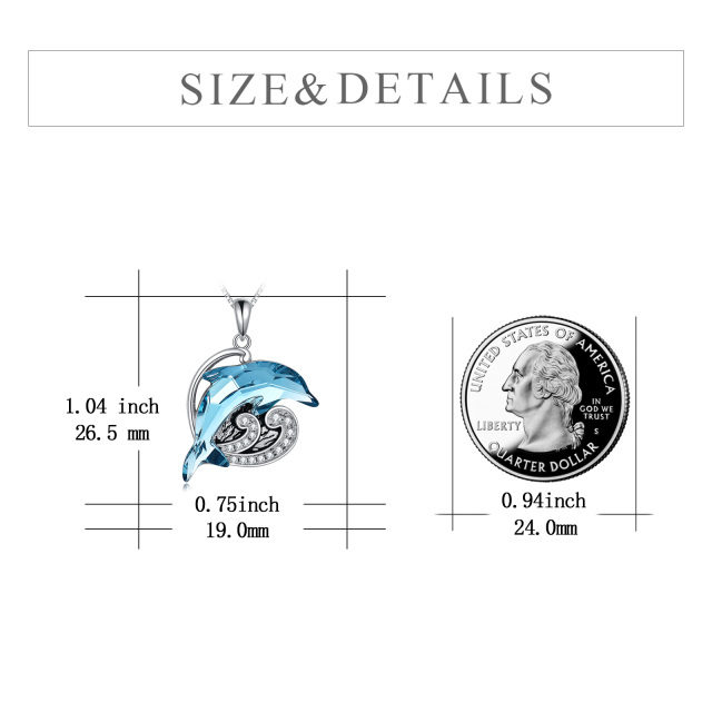 Sterling Silber Kristall & Cubic Zirkonia Delfin & Spray Urne Halskette-5