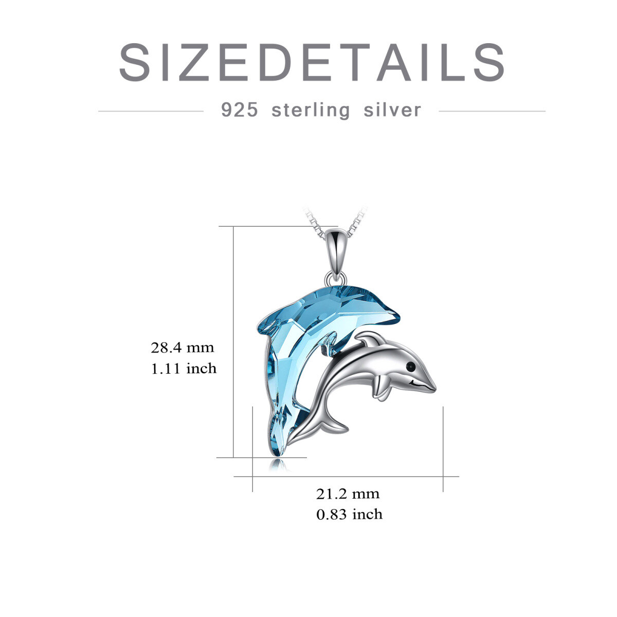 Sterling Silber Kristall Delfin Urne Halskette-6