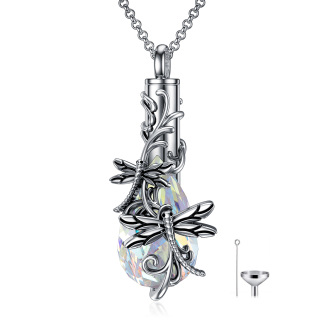 Sterling Silver Crystal Dragonfly & Ivy Urn Necklace for Ashes-34