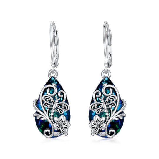 Boucles d'oreilles libellule en argent sterling avec cristaux et zircon cubique