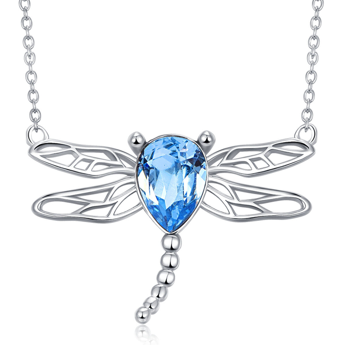 Sterling zilveren kristallen Dragonfly hanger ketting-1