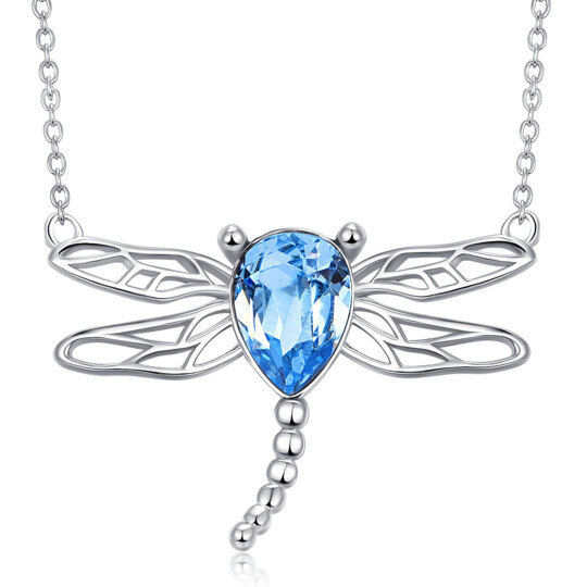 Sterling Silver Crystal Dragonfly Pendant Necklace