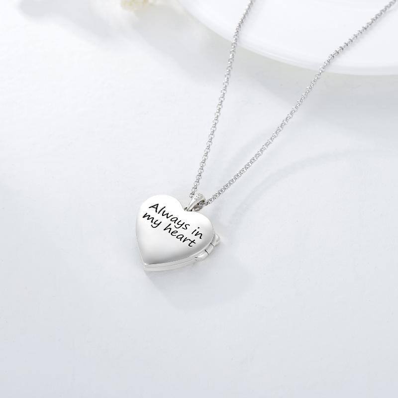 Sterling Silver Crystal Dragonfly & Personalized Photo & Heart Personalized Photo Locket Necklace with Engraved Word-5