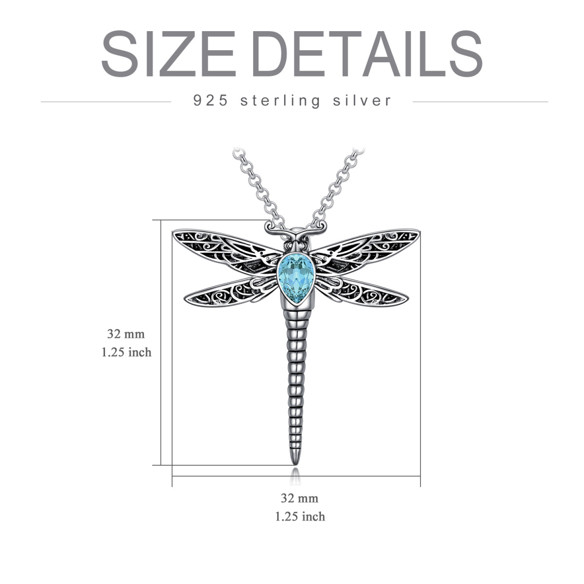 Sterling Silver Crystal Dragonfly Urn Necklace for Ashes-5
