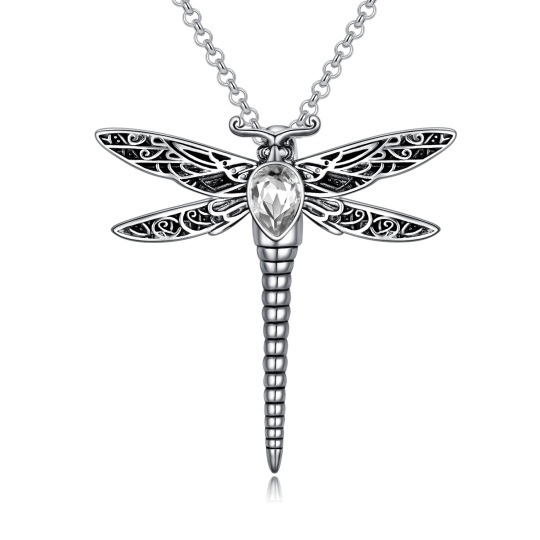 Collier Urne libellule en cristal en argent sterling