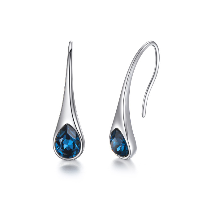 Sterling Silver Crystal Drop Shape Drop Earrings-5