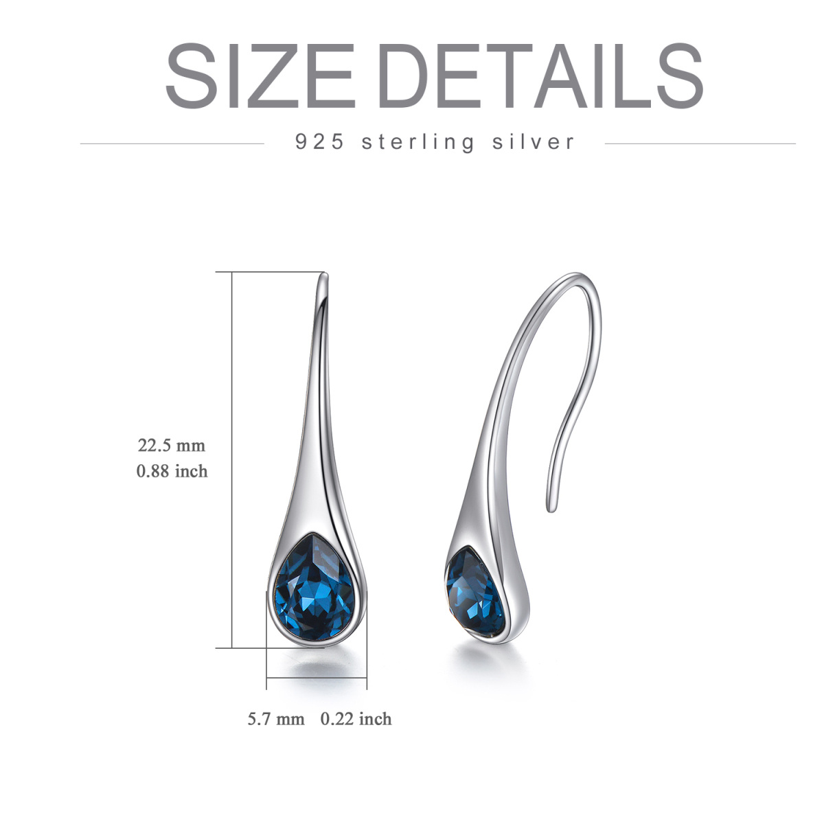 Sterling Silver Drop Crystal Drop Earrings For Women-7