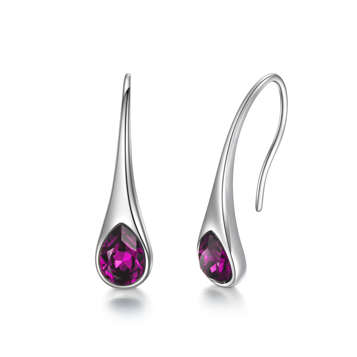 Sterling Silver Crystal Drop Earrings-1