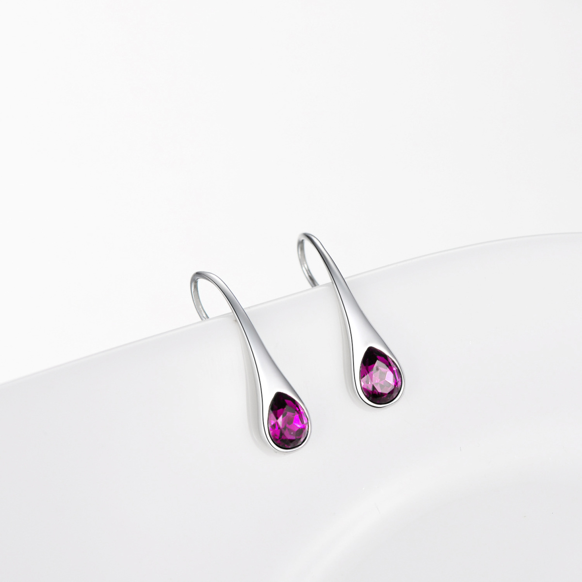 Sterling Silver Crystal Drop Earrings-5