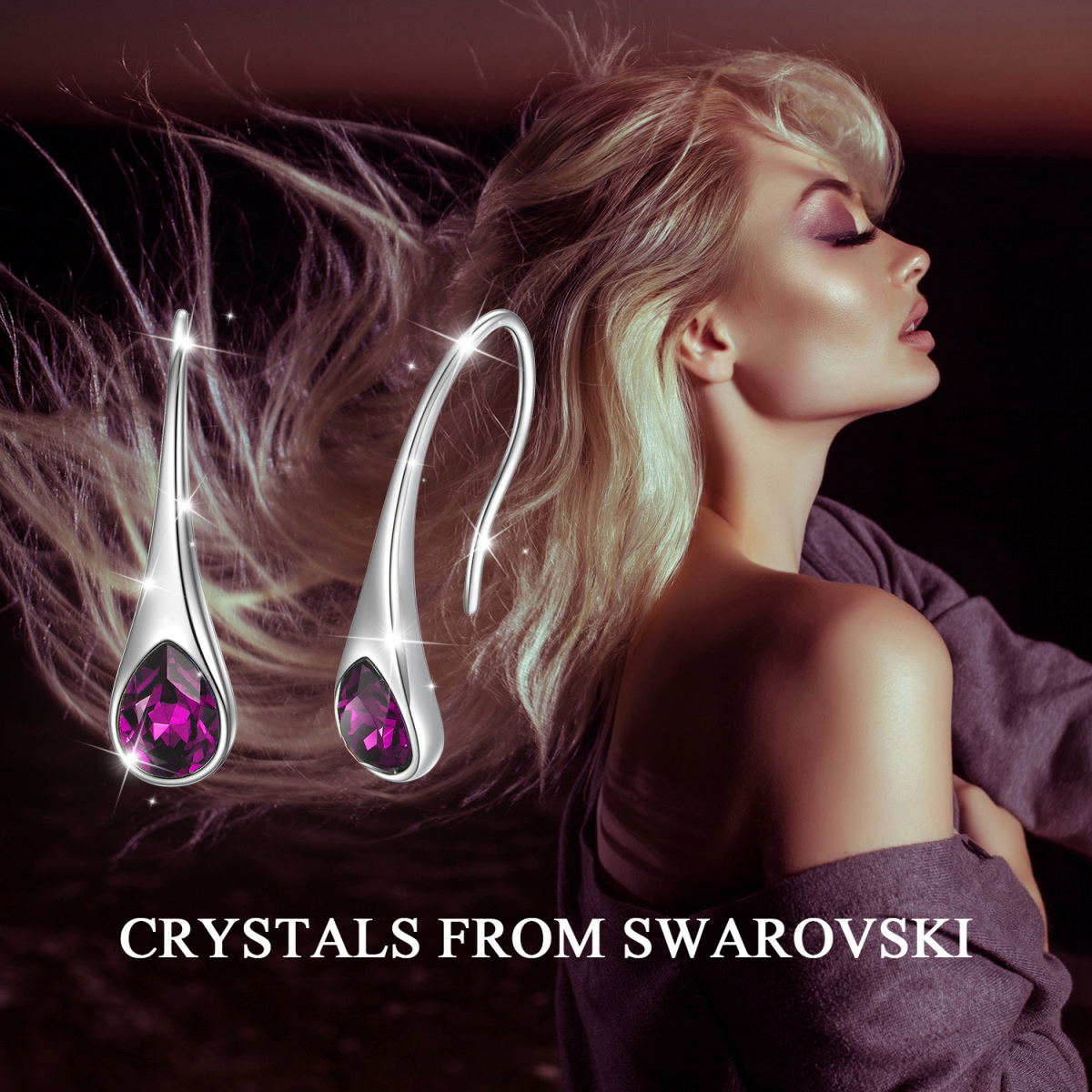 Sterling Silver Crystal Drop Earrings-7