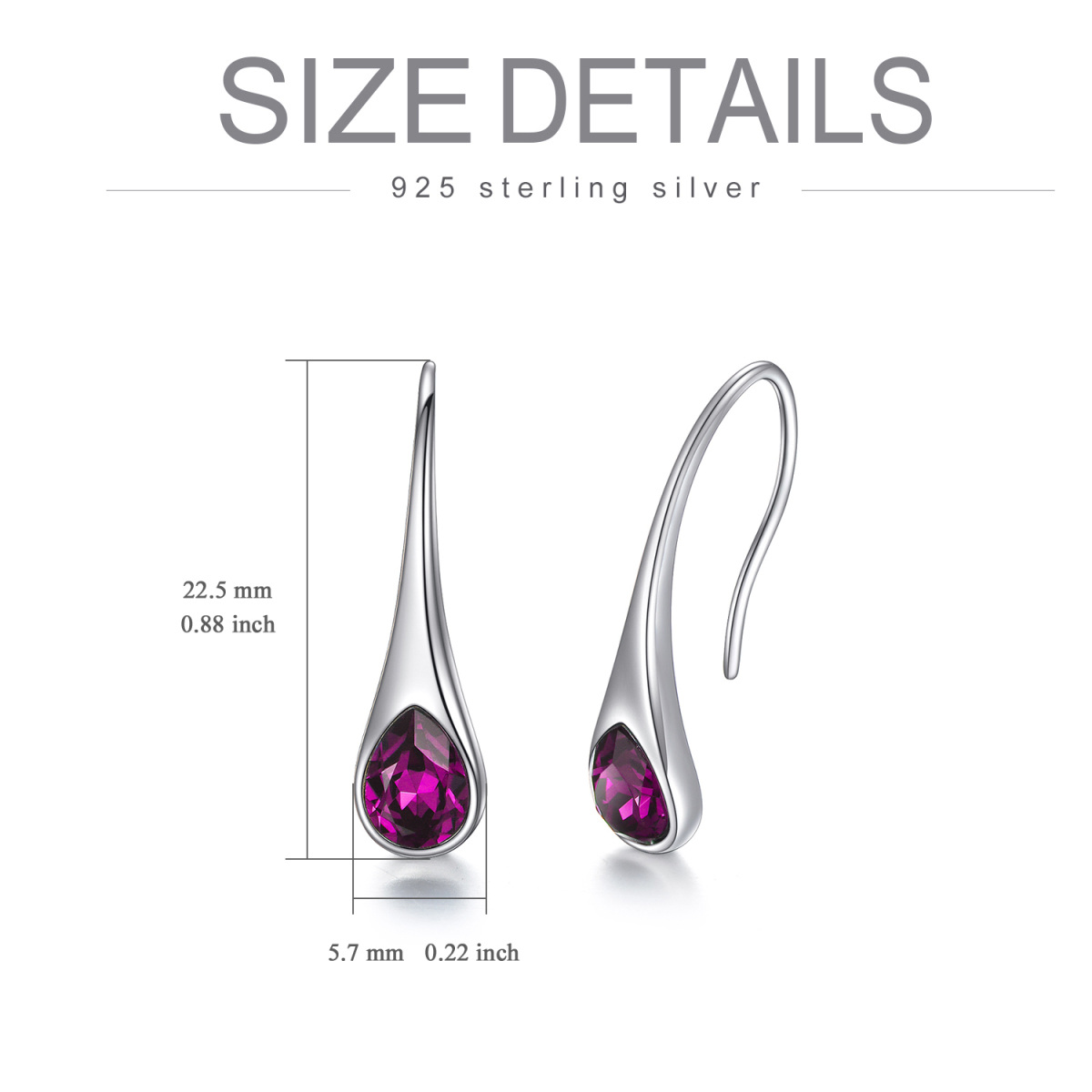 Sterling Silver Crystal Drop Earrings-6