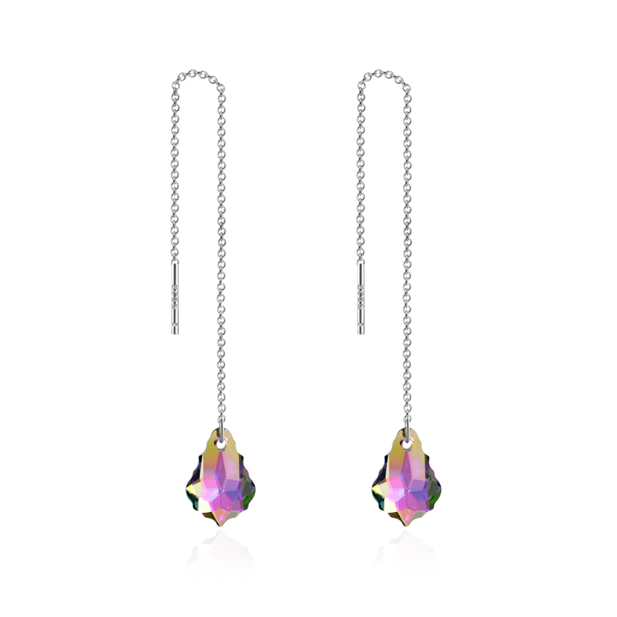 Sterling Silver Crystal Drop Earrings For Women-1