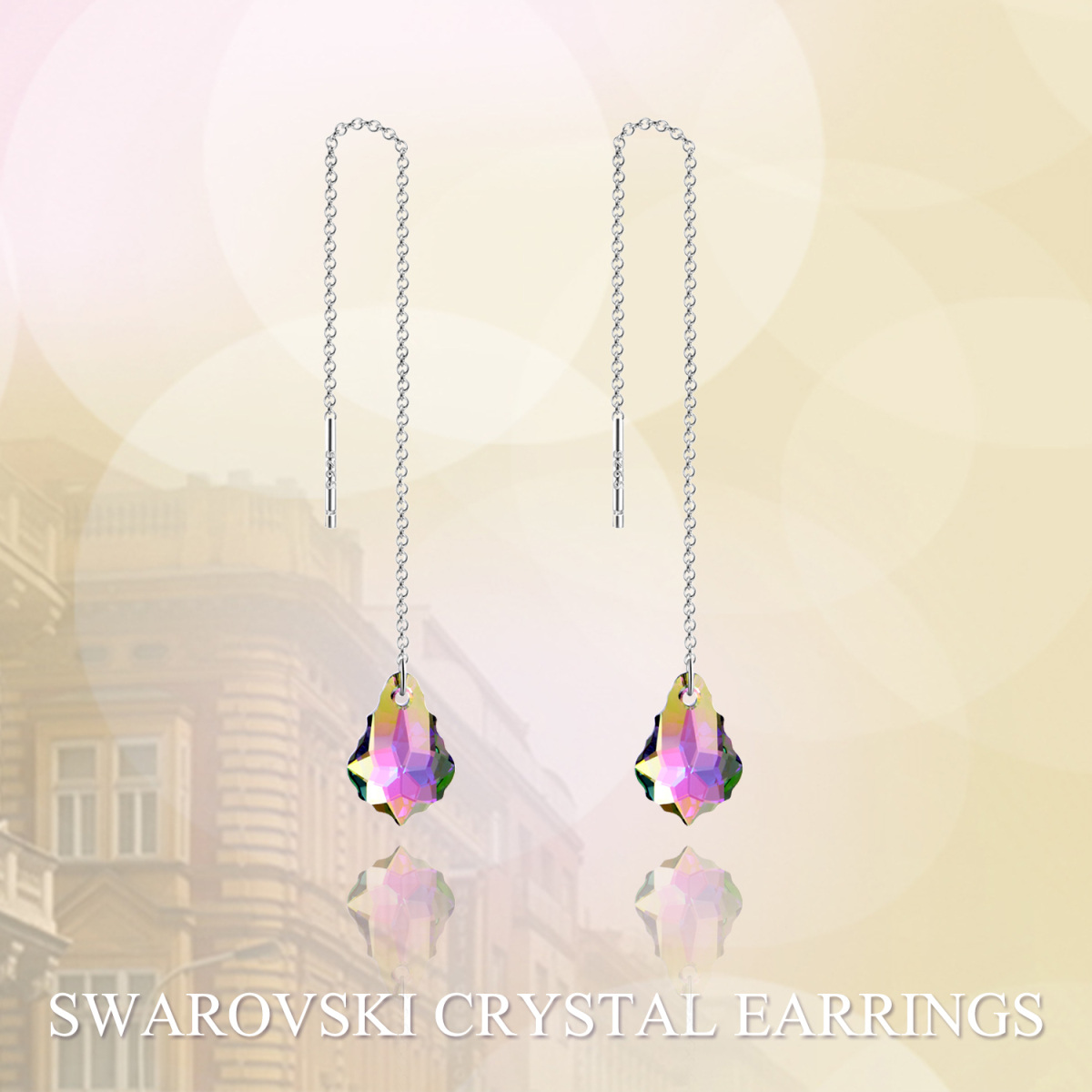 Sterling Silver Crystal Drop Earrings For Women-5