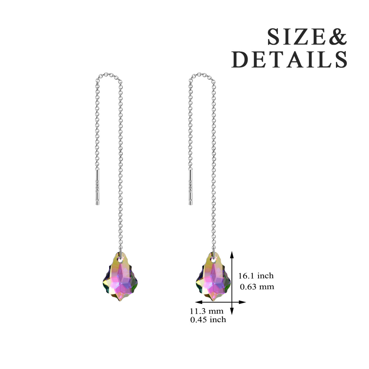 Sterling Silver Crystal Drop Earrings For Women-6