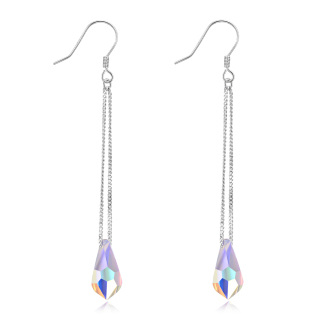 Sterling Silver Crystal Drop Shape Drop Earrings For Women-57