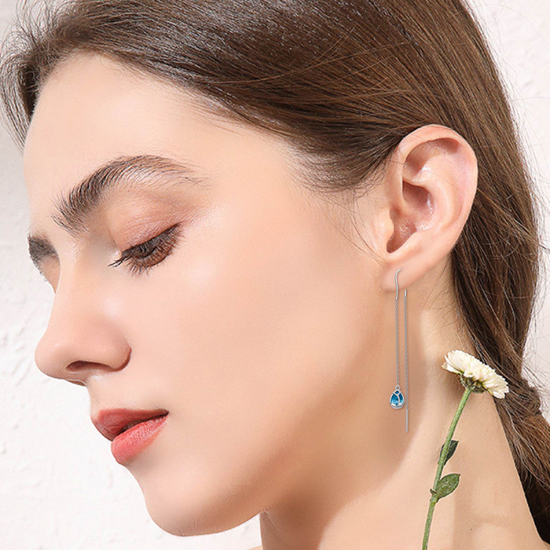 Sterling zilveren druppel kristallen oorbellen voor dames-2