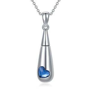 Sterling Silver Crystal Drop Shape & Heart Urn Necklace for Ashes-52