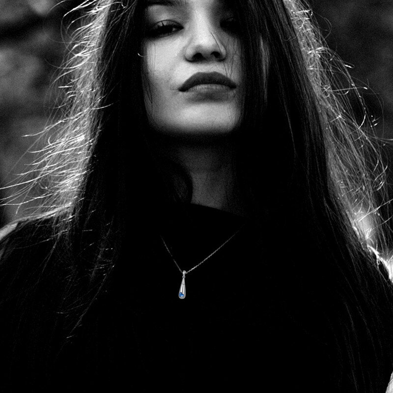 Sterling Silver Crystal Drop Shape & Heart Personalized Birthstone Urn Necklace for Ashes-2