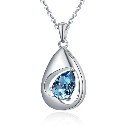 Sterling Silver Crystal Drop Shape Urn Necklace for Ashes