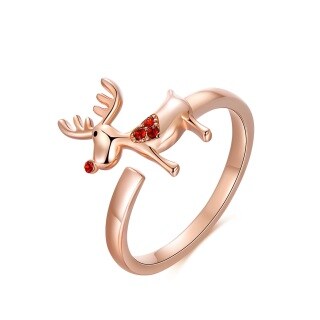 Sterling Silver Crystal Elk Ring-54