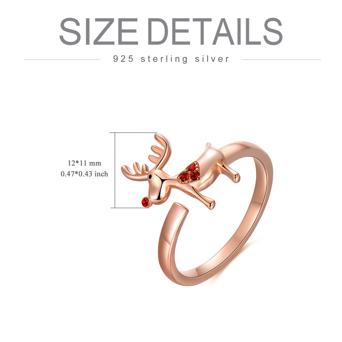 Sterling Silver Crystal Elk Ring-5