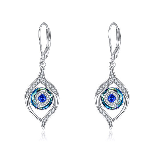 Sterling Silver Crystal & Cubic Zirconia Evil Eye Lever-back Earrings