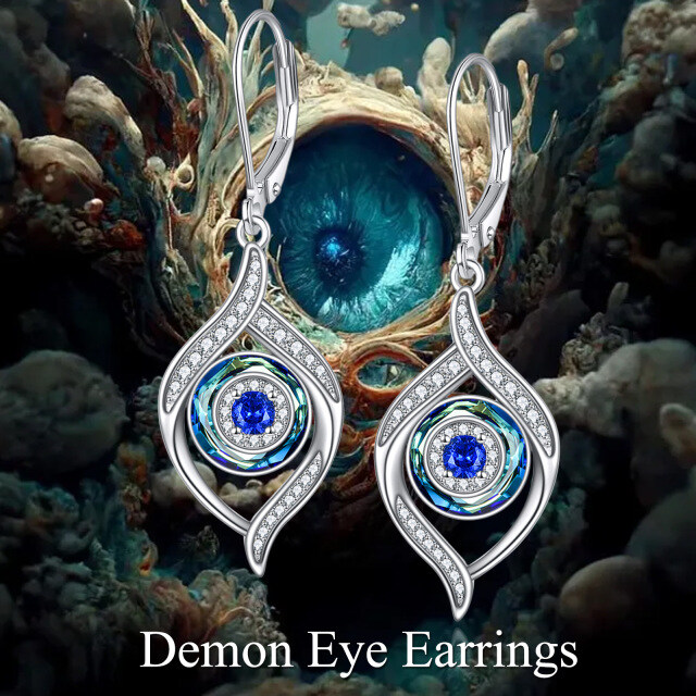 Sterling Silver Crystal & Cubic Zirconia Evil Eye Lever-back Earrings-4