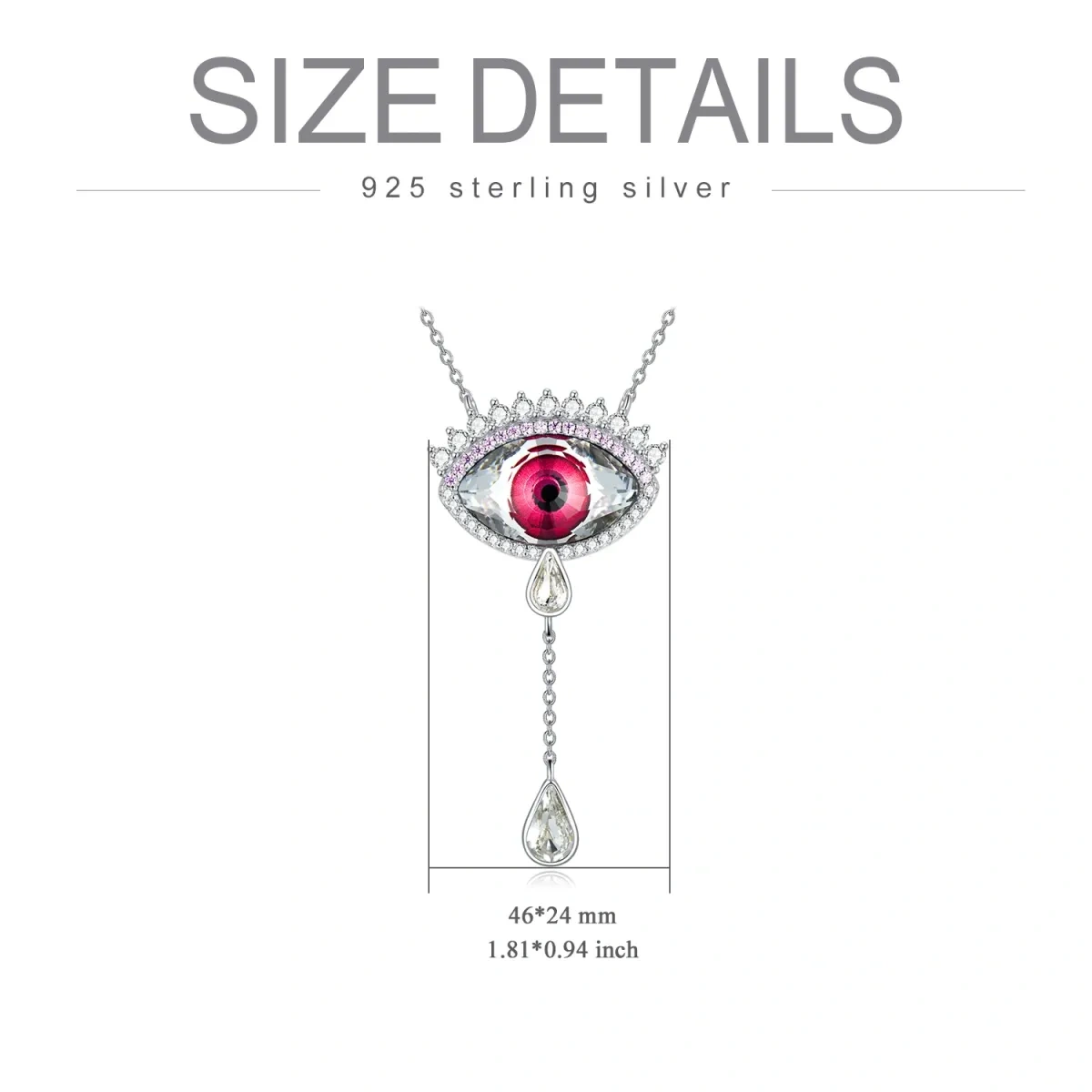 Sterling Silver Crystal Evil Eye Pendant Necklace-5