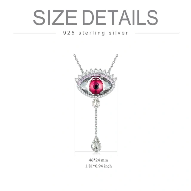 Sterling Silber Crystal Evil Eye Anhänger Halskette-5