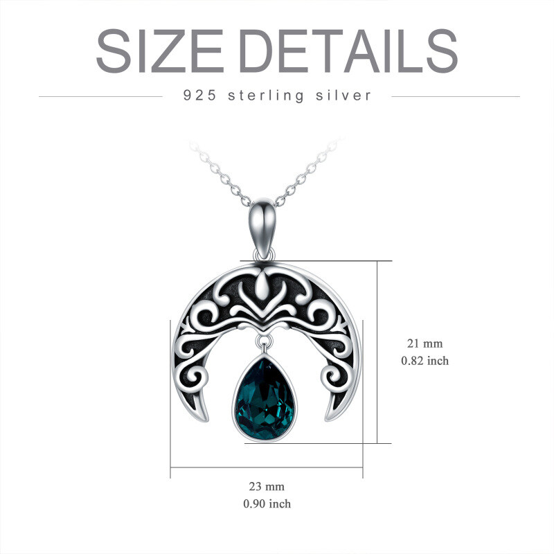 Sterling Silver Crystal Filament & Moon Pendant Necklace-5