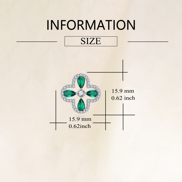 Brincos de prata esterlina com cristais e zircónias cúbicas em forma de trevo de quatro fo-6