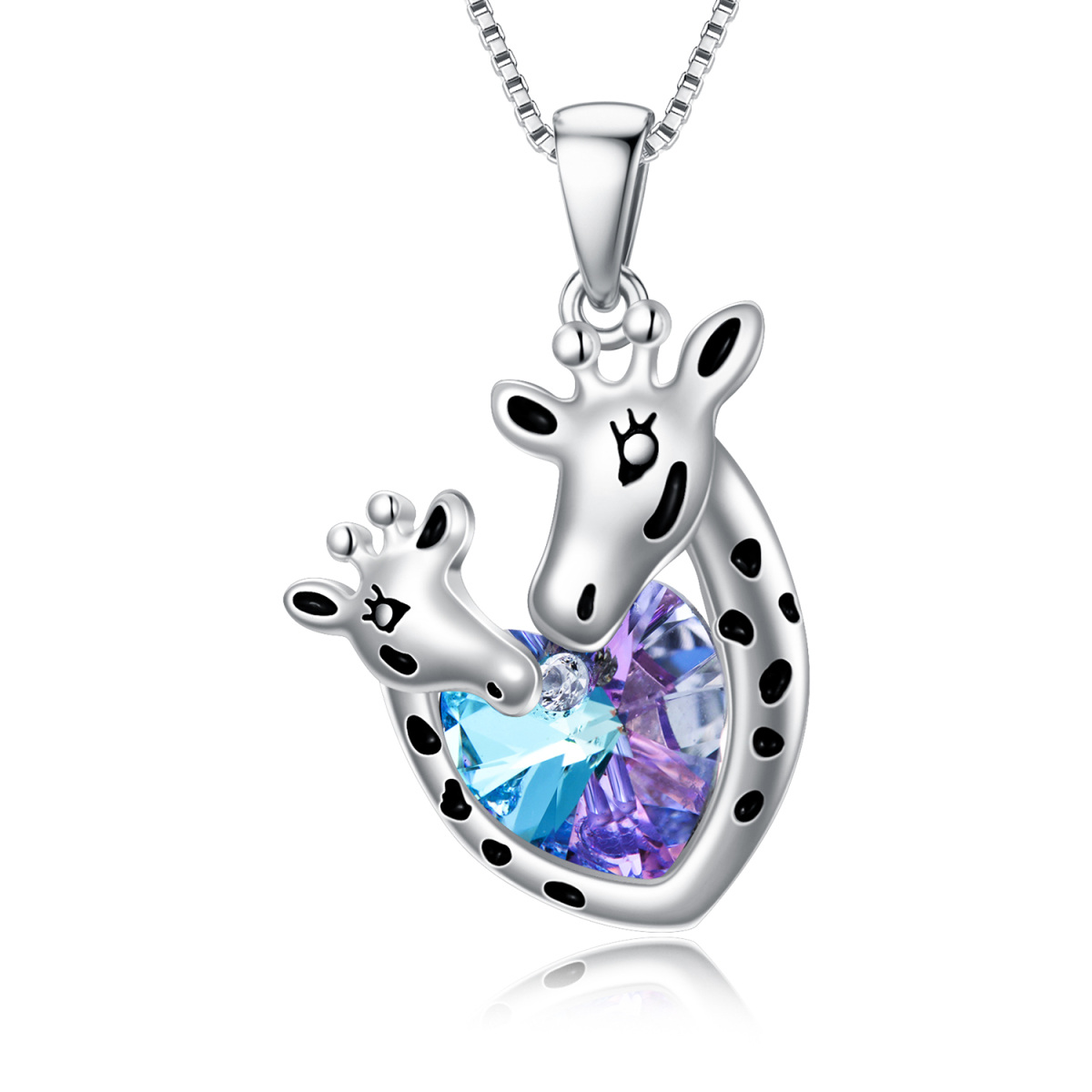 Collier pendentif girafe en cristal d’argent sterling-1