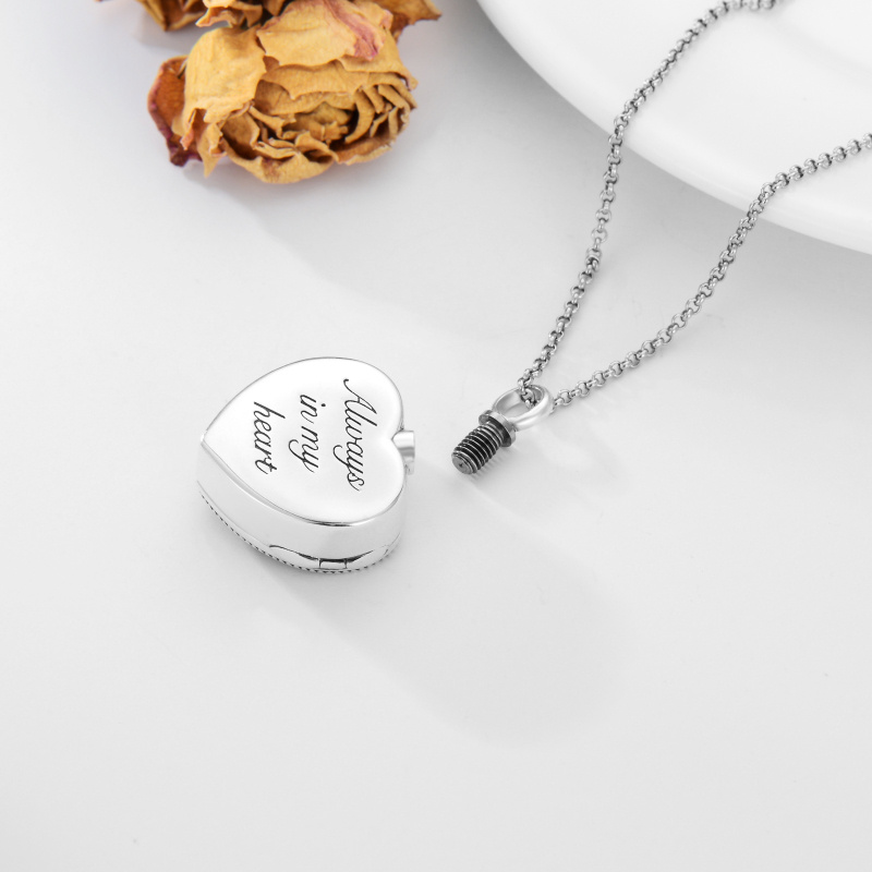 Sterling Silver Crystal Heart & Daffodil Personalized Photo Locket Urn Necklace for Ashes-5