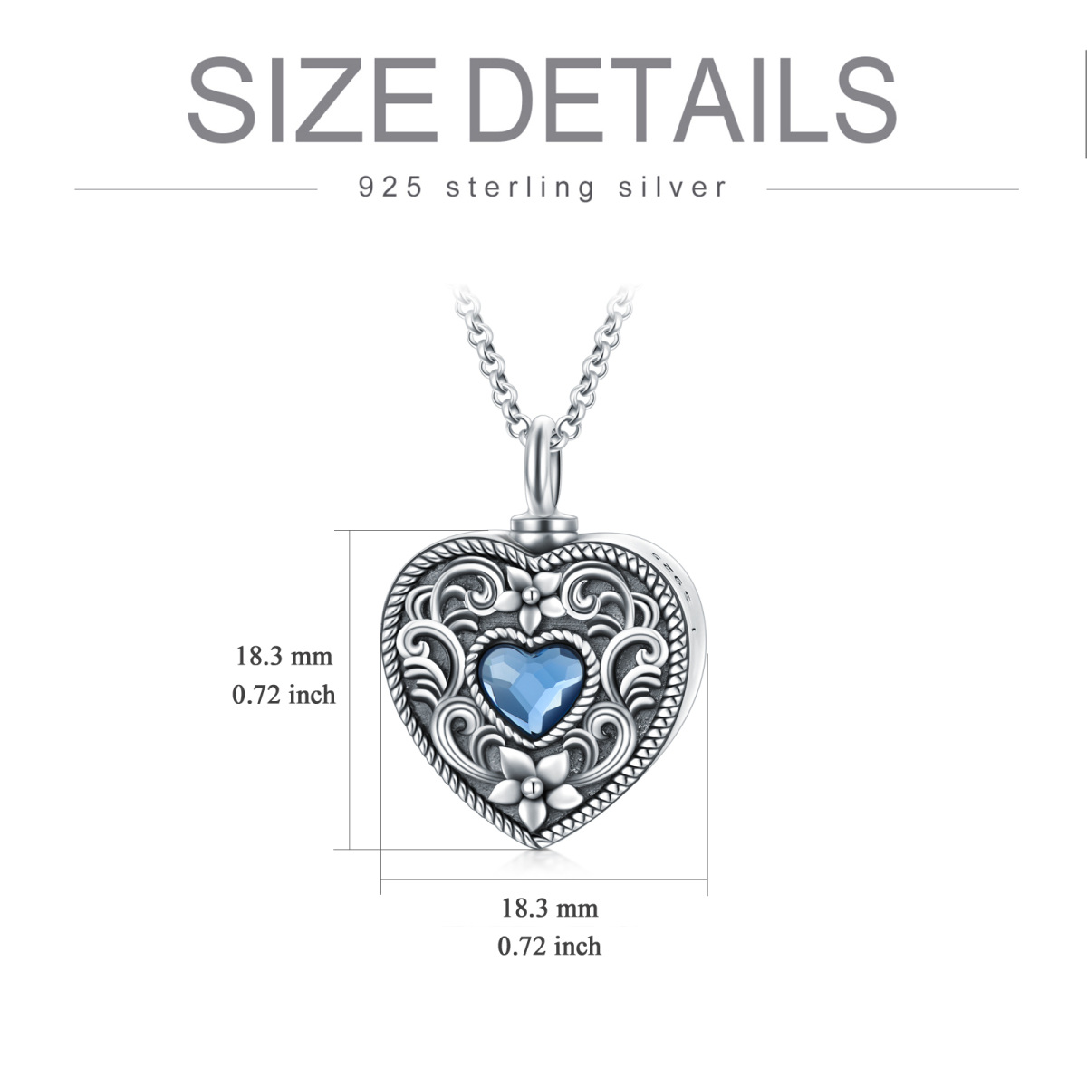 Plata de ley Corazón de cristal y narciso Personalizado Foto Locket Urna Collar para cenizas-6