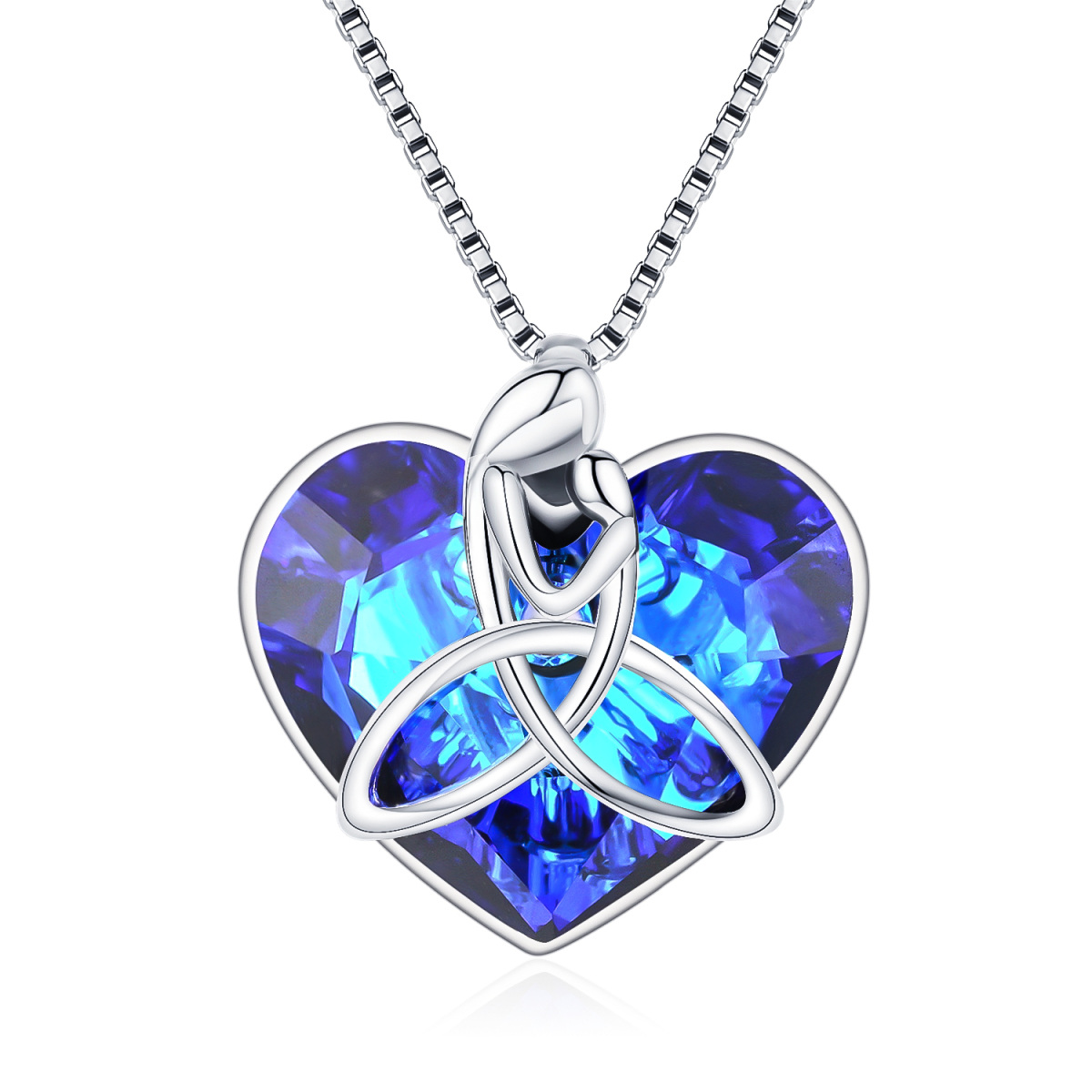 Collier pendentif coeur en cristal en argent sterling-1