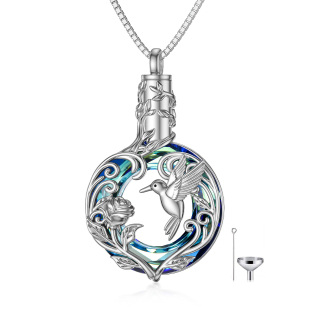 Sterling Silver Crystal Hummingbird Urn Necklace for Ashes-18
