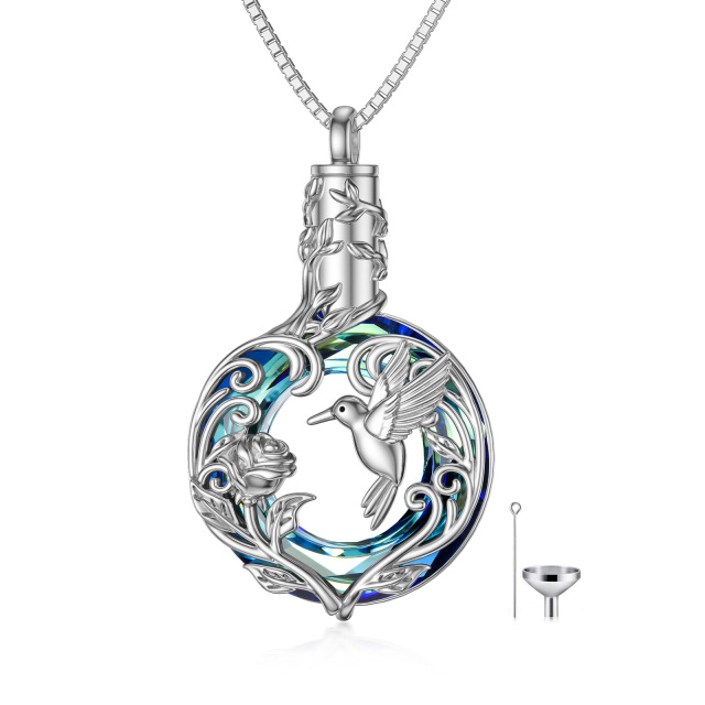 Collana per urna di colibrì in argento sterling per le ceneri-1